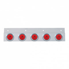 Stainless Steel Top Mud Flap Light Bracket with Five 2” LED “GLO” Lights Chrome Bezel