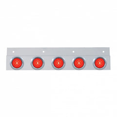 Stainless Steel Top Mud Flap Light Bracket with Five 2” LED “GLO” Lights Chrome Bezel