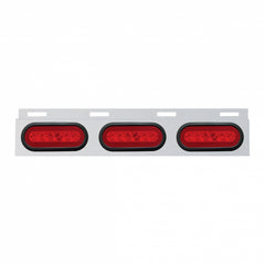 Stainless Steel Top Mud Flap Light Bracket with 3 Oval LED Lights Red Lens with Grommet