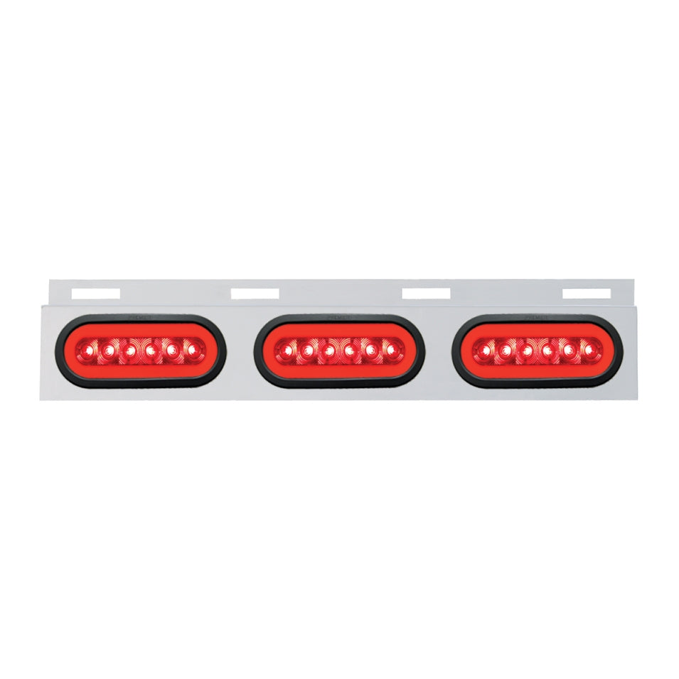 Stainless Steel Top Mud Flap Light Bracket with 3 Oval LED Lights Red Lens with Grommet