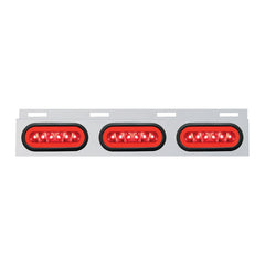 Stainless Steel Top Mud Flap Light Bracket with 3 Oval LED Lights Red Lens with Grommet