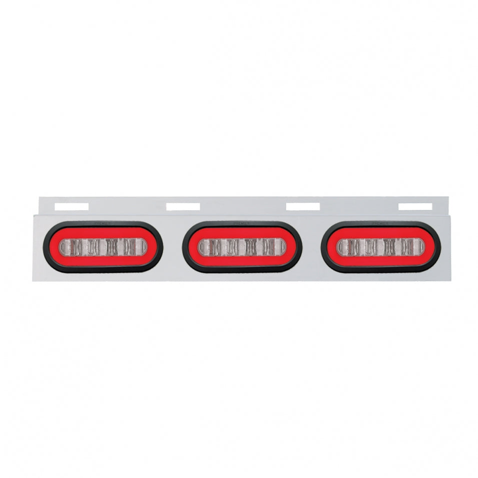 Stainless Steel Top Mud Flap Light Bracket with 3 Oval LED Lights Clear Lens
