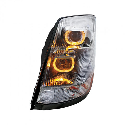 Volvo VN/VNL Chrome 2004+ Projection Headlight with LED Light Bar - Driver
