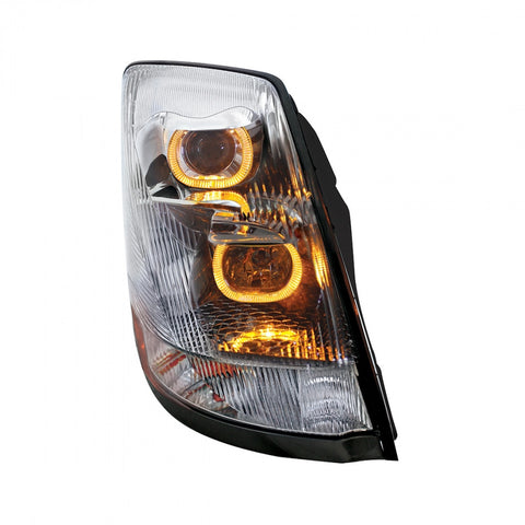 Volvo VN/VNL Chrome 2004+ Projection Headlight with LED Light Bar - Passenger