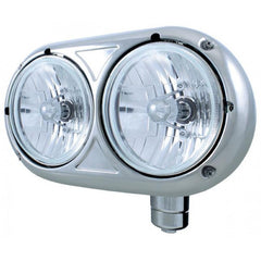 Peterbilt 359 Stainless Style Dual Headlight w/ Crystal Halogen H4 Bulb - Passenger