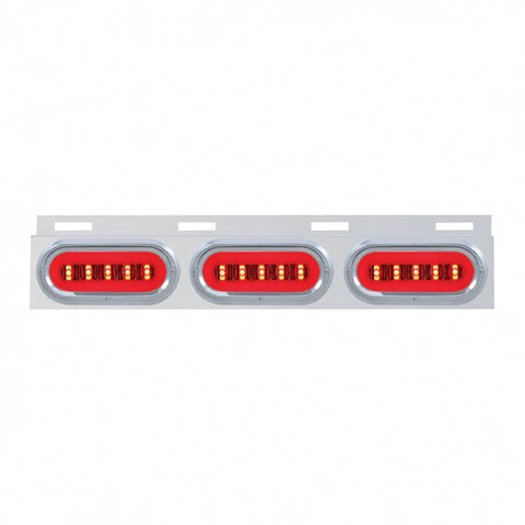 Stainless Steel Top Mud Flap Light Bracket with 3 Oval LED Lights Clear Lens with Chrome Bezel