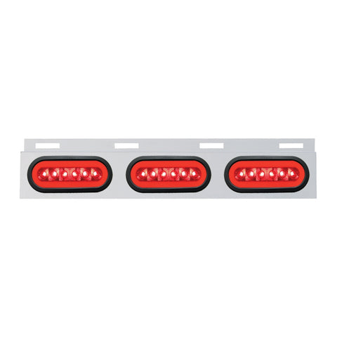 Stainless Steel Top Mud Flap Light Bracket with 3 Oval LED Lights Red Lens with Grommet