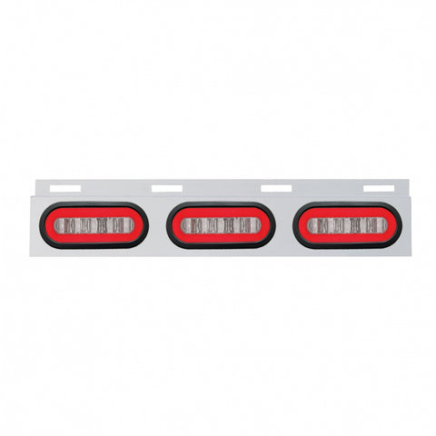 Stainless Steel Top Mud Flap Light Bracket with 3 Oval LED Lights Clear Lens